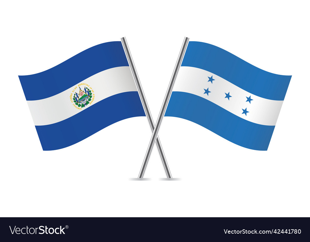 El Salvador And Honduras Crossed Flags Royalty Free Vector