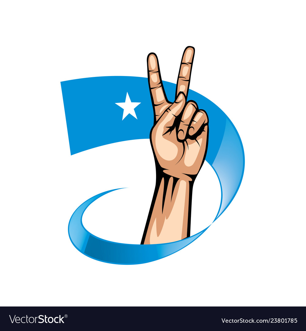 Somalia Flag And Hand On White Background Vector Image