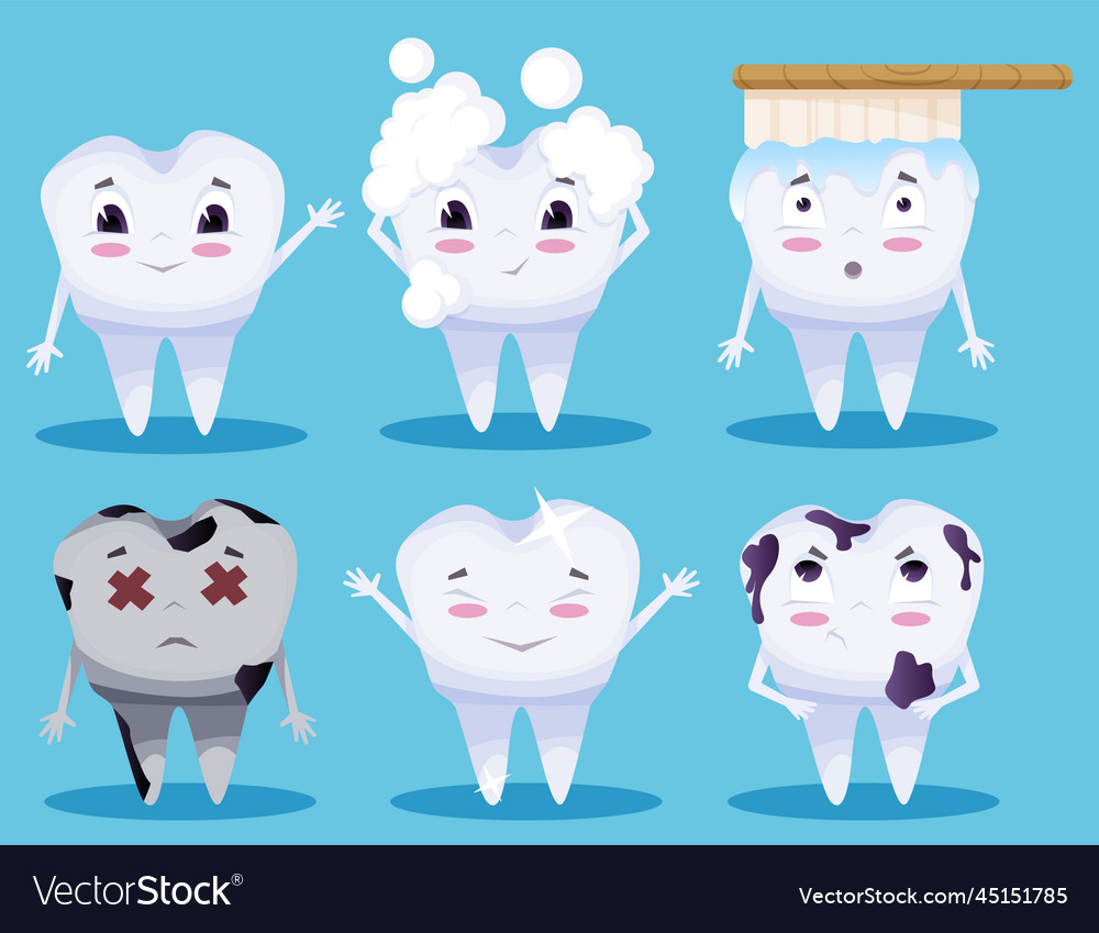 Teeth Cartoon Characters Royalty Free Vector Image