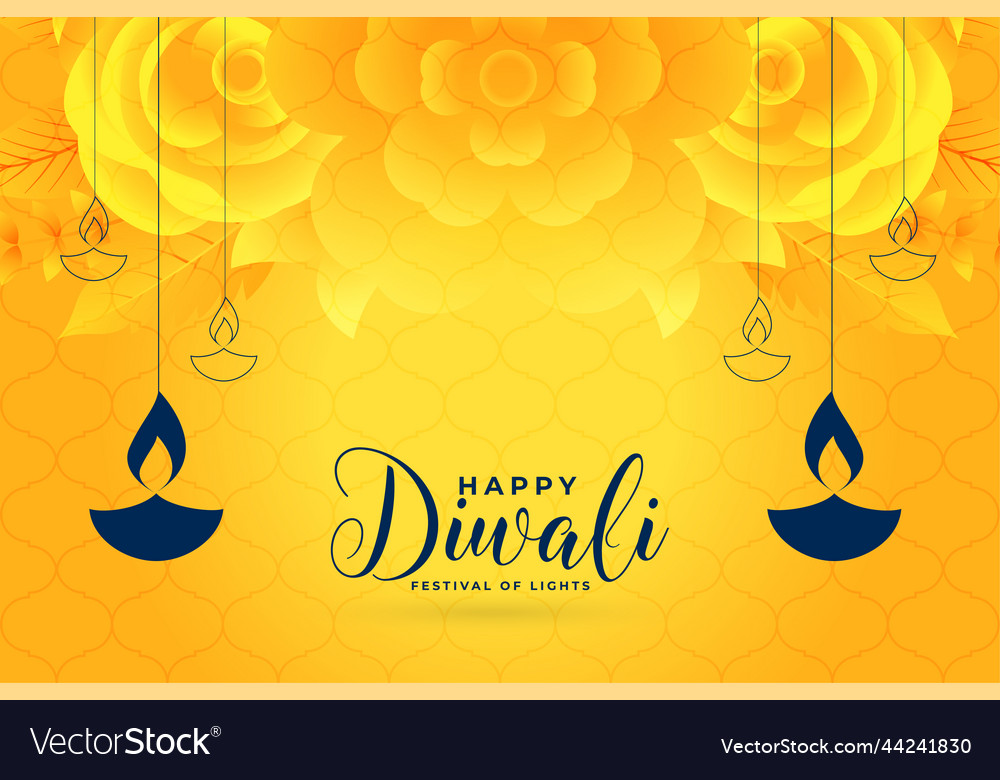 Elegant Happy Diwali Template With Hanging Lamps Vector Image