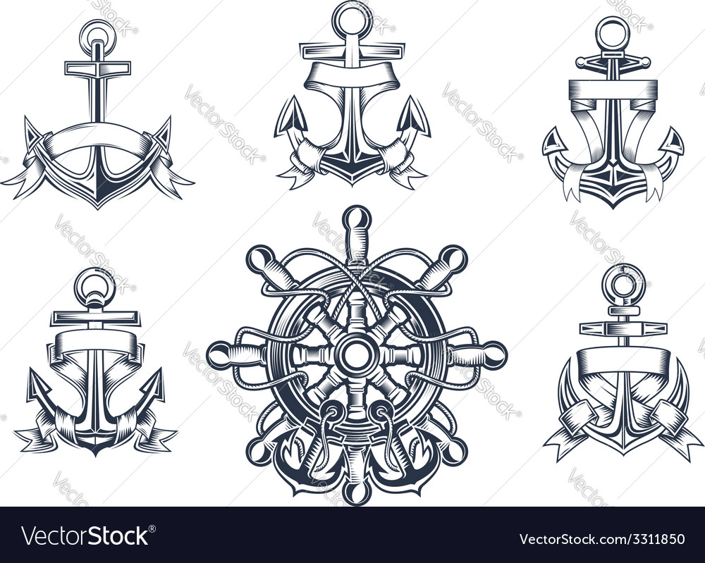 Vintage Marine And Nautical Icons Royalty Free Vector Image