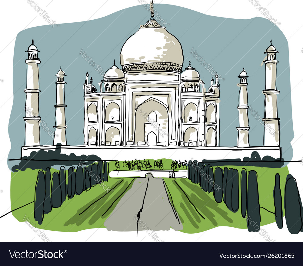 Taj Mahal Royalty Free Vector Image Vectorstock