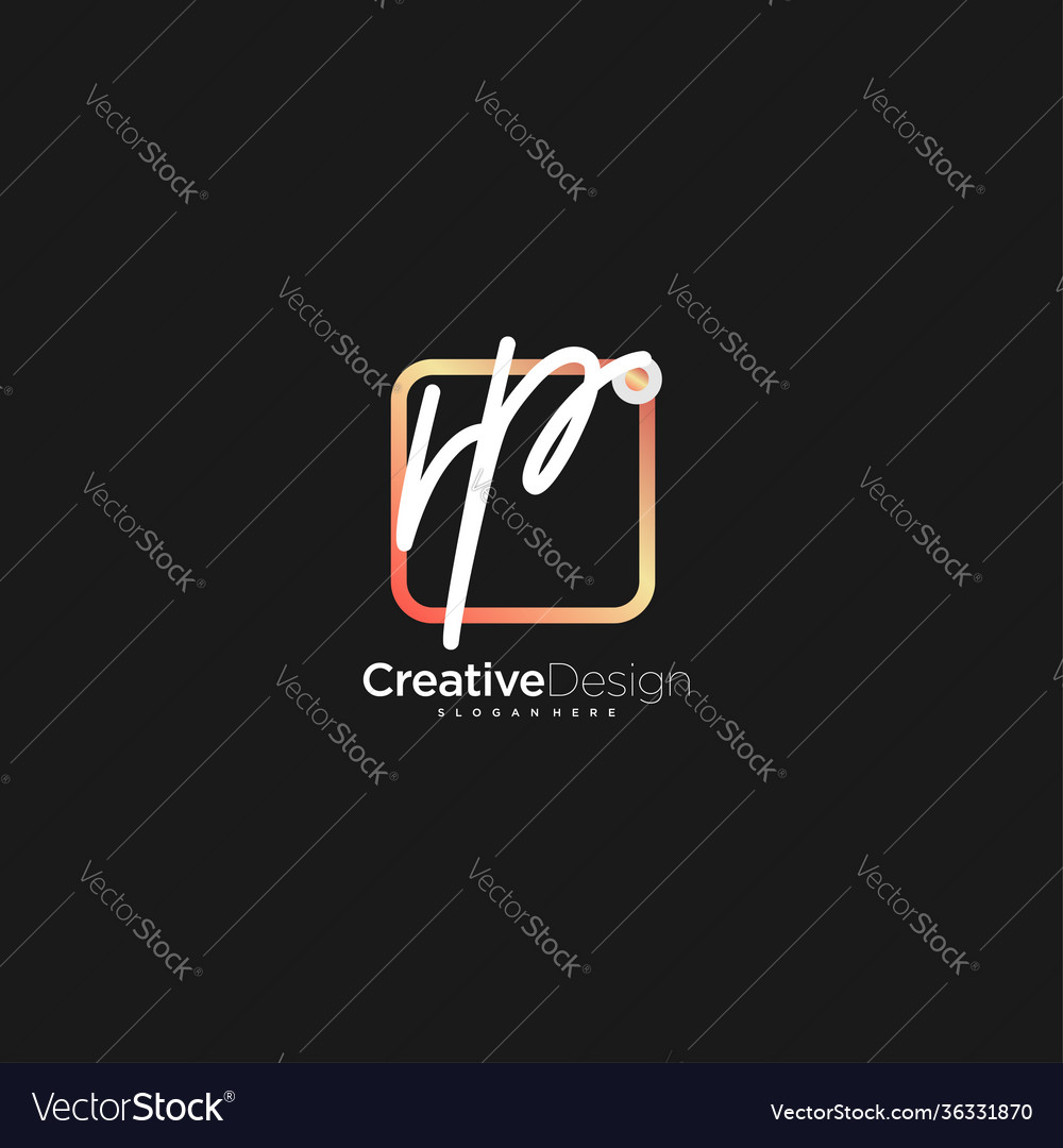 Rp Initial Letter Handwriting Logo Art Hand Drawn Vector Image