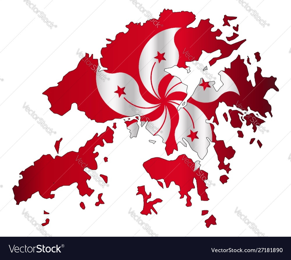 Hong Kong Outline Map With Flag Royalty Free Vector Image