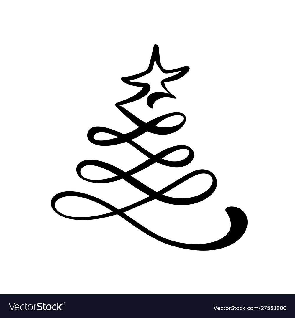 Stylized Logo Scribbled Christmas Tree Royalty Free Vector