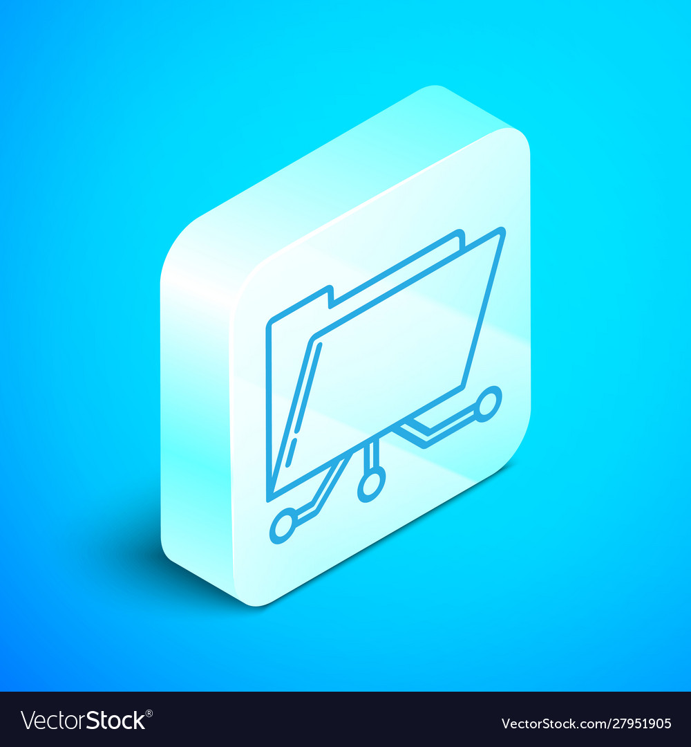 Isometric Line Folder And Lock Icon Isolated Vector Image