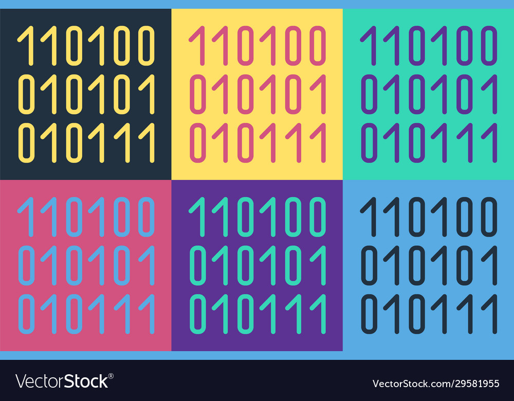 Pop Art Binary Code Icon Isolated On Color Vector Image