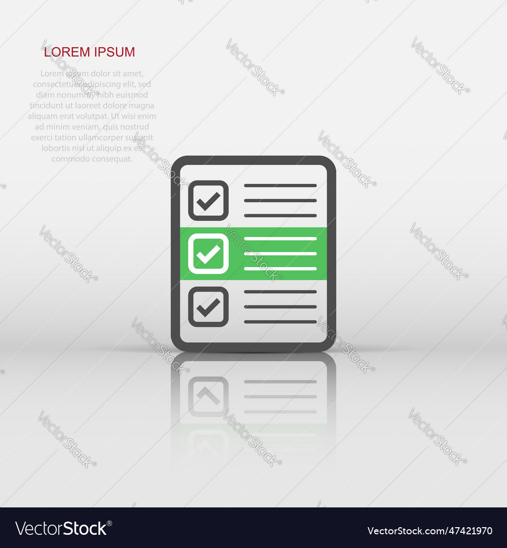 Questionnaire Icon In Flat Style Online Survey Vector Image