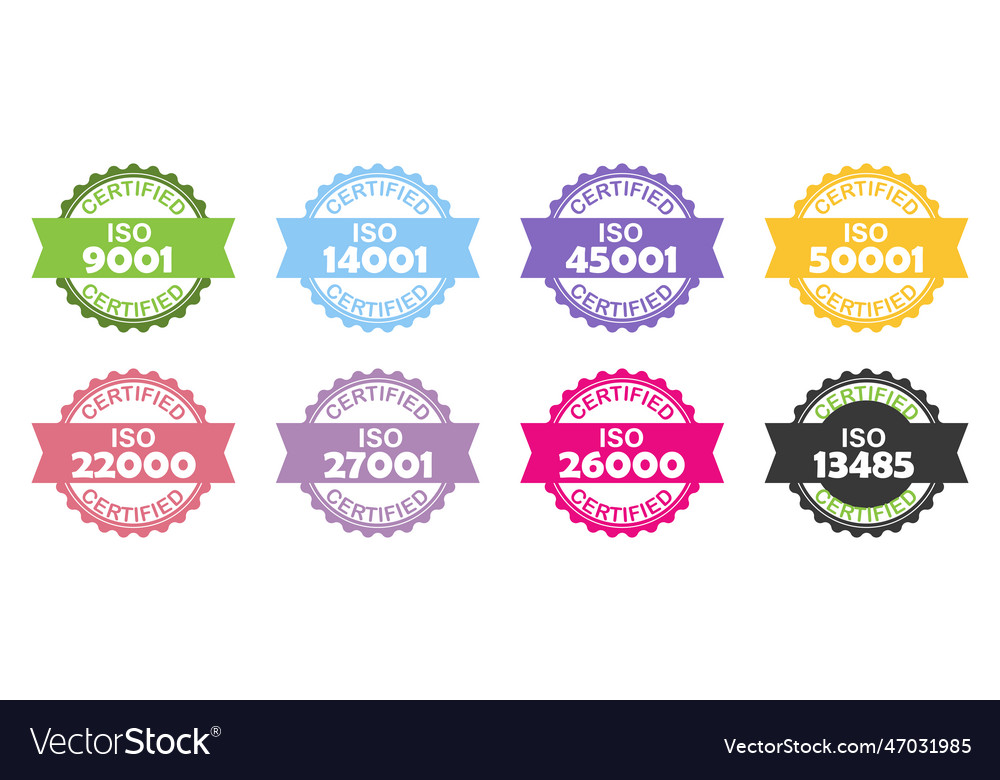 Set Of Iso Certification Stamp Sign Royalty Free Vector