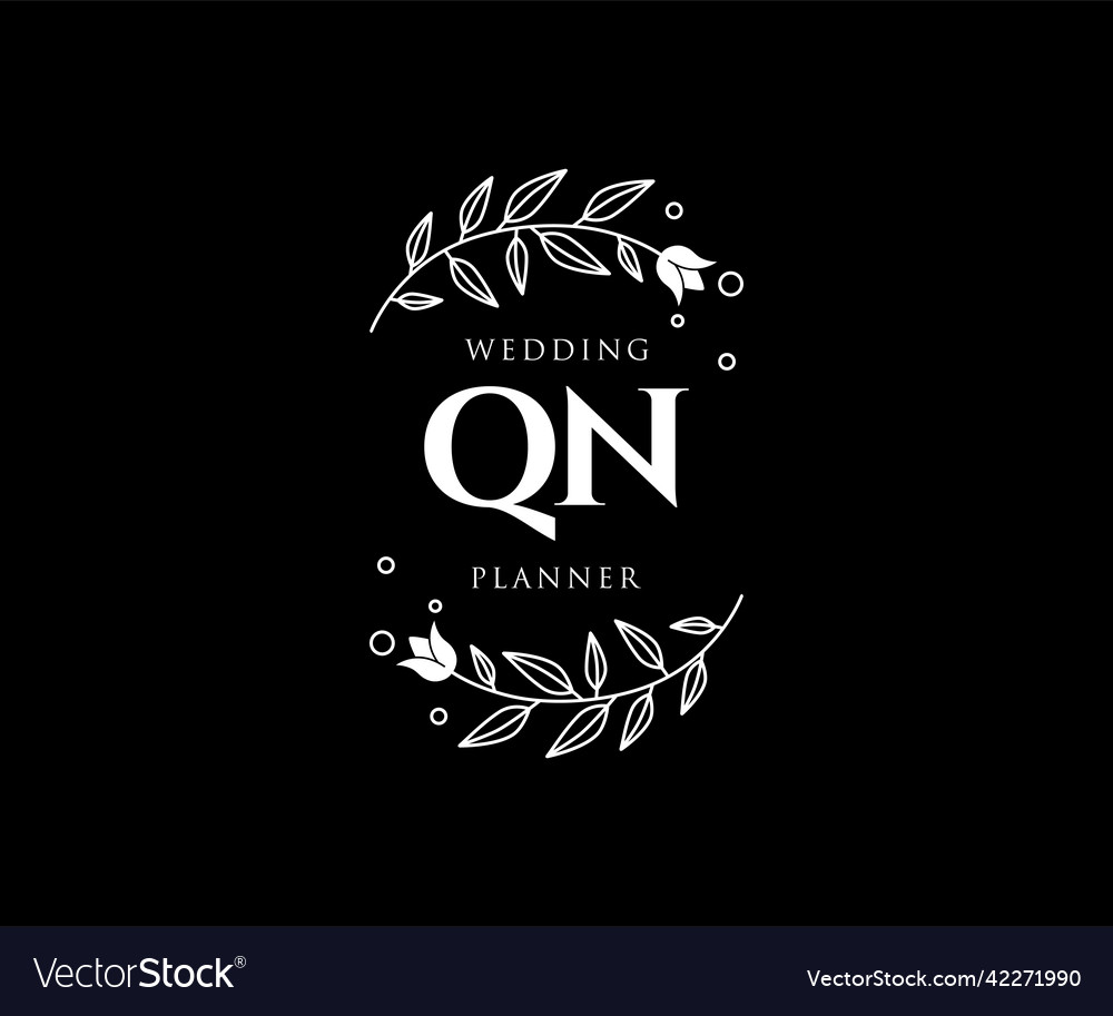 Qn Initials Letter Wedding Monogram Logos Vector Image