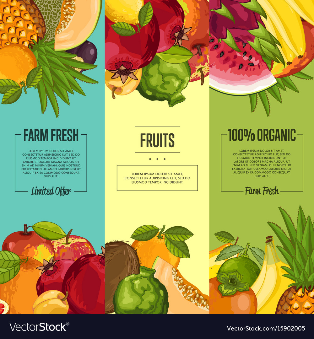 Farm Fresh Fruit Vertical Flyers Set Royalty Free Vector