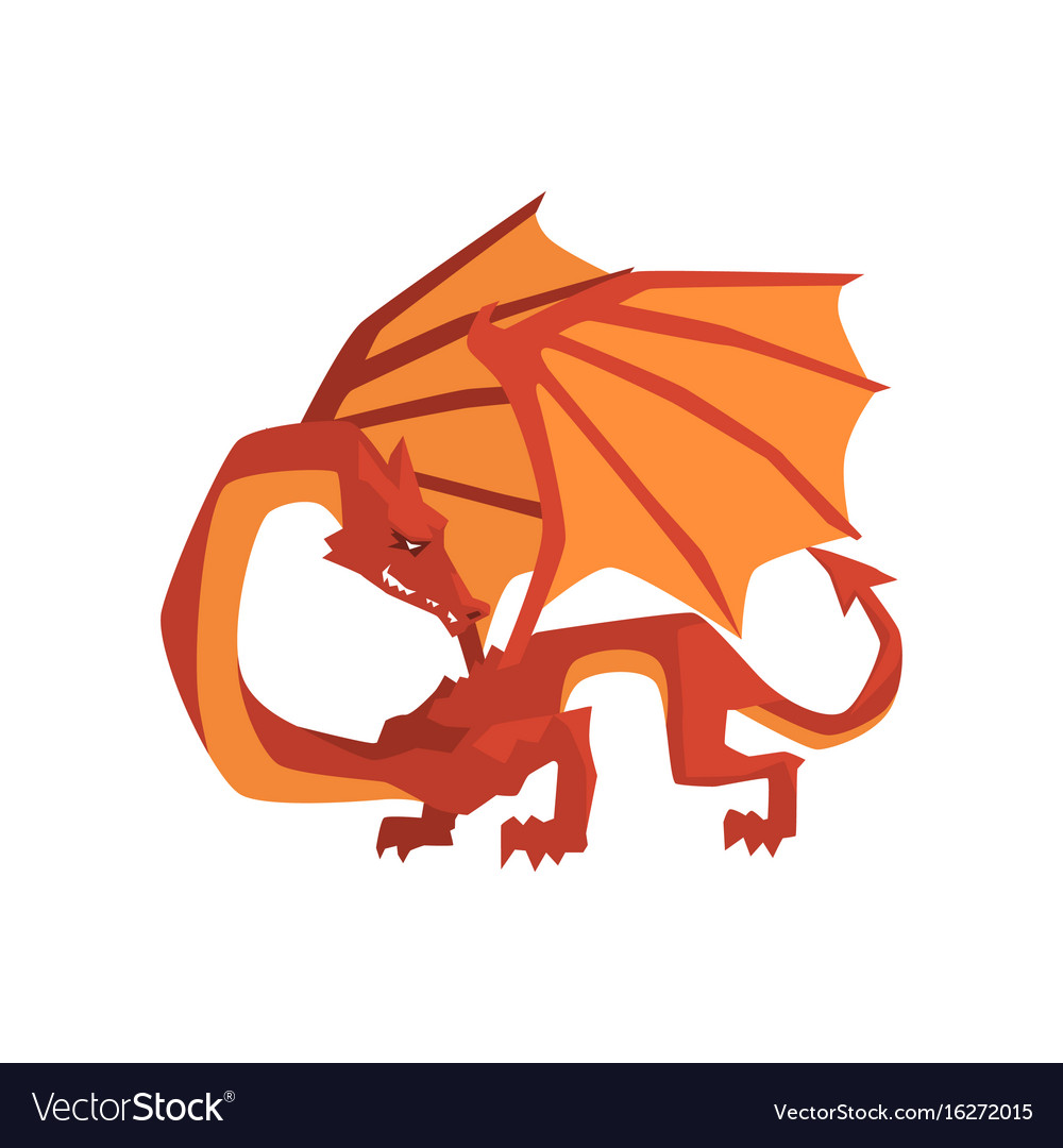 Orange And Red Dragon Mythical And Fantastic Vector Image