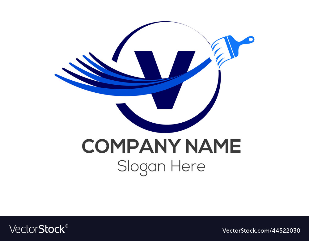 Paint Logo On Letter V Template Royalty Free Vector Image