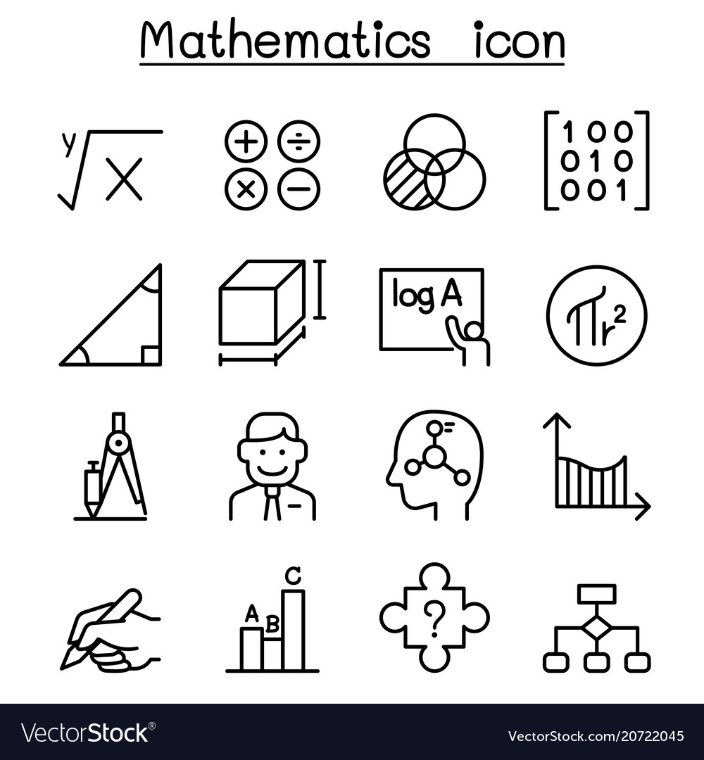 Mathematics Icon Set In Thin Line Style Royalty Free Vector