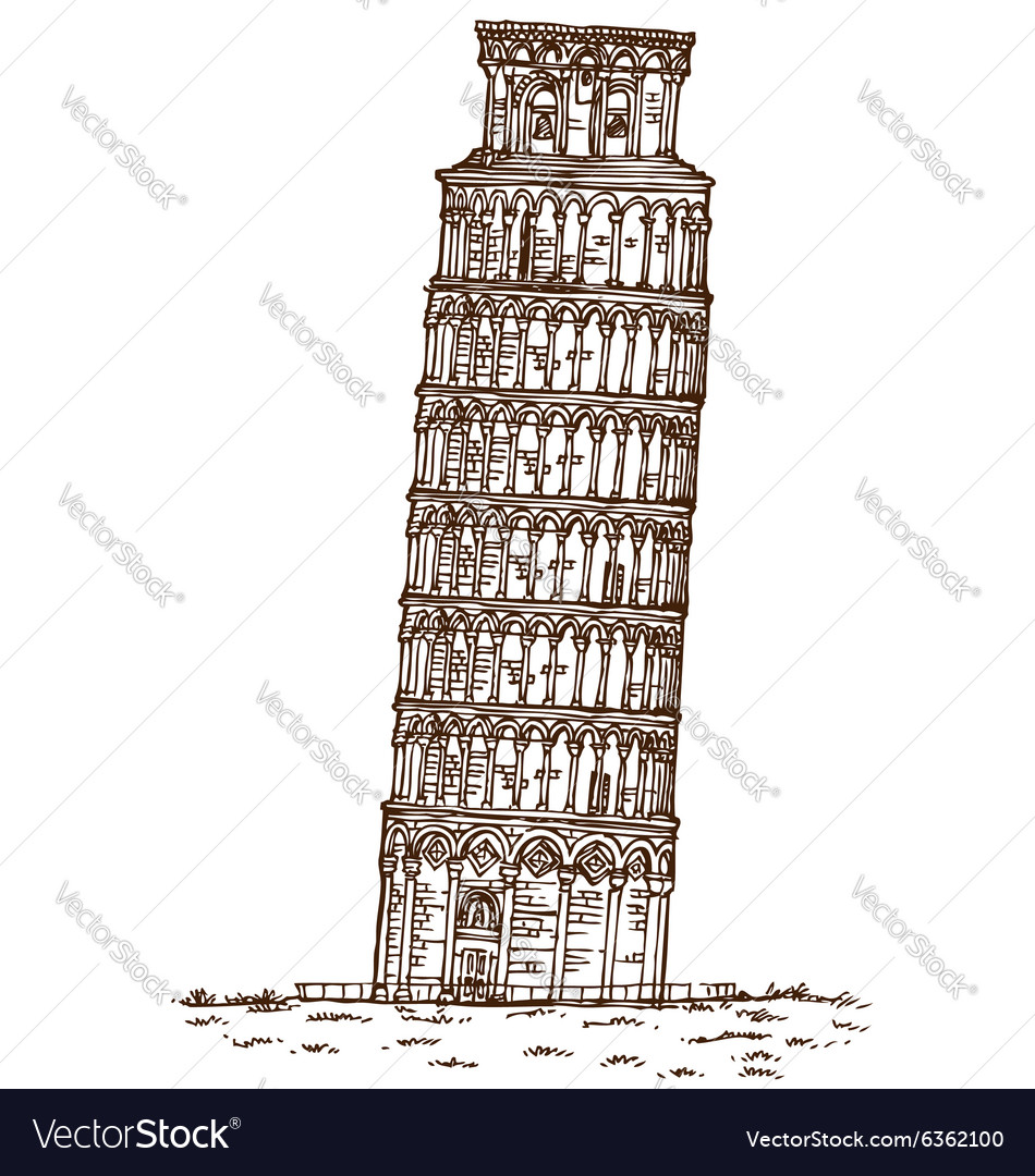 Pisa Tower Hand Draw Royalty Free Vector Image