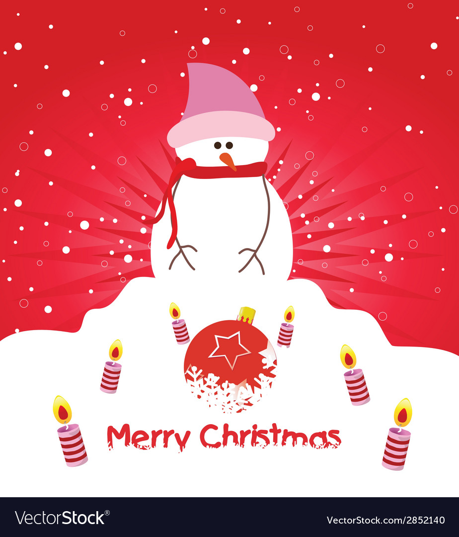 Christmas Card With Snowman Royalty Free Vector Image