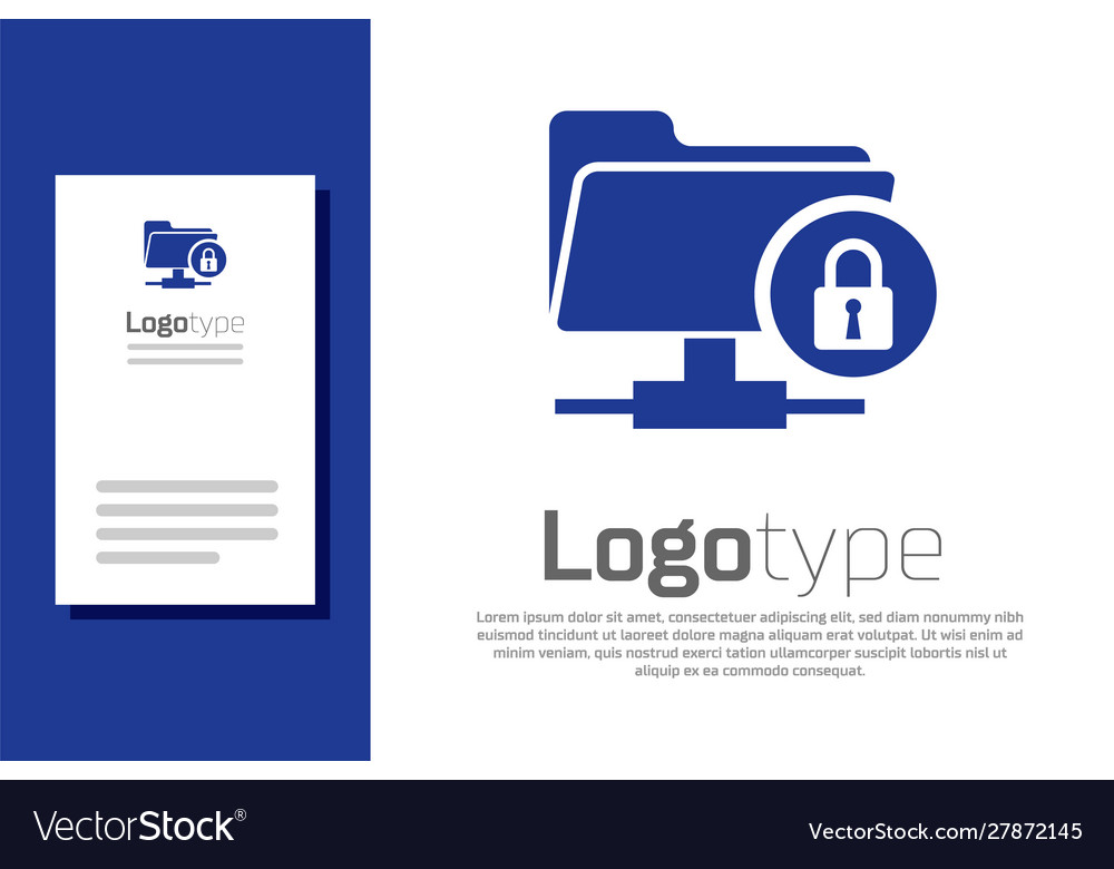 Blue Ftp Folder And Lock Icon Isolated On White Vector Image