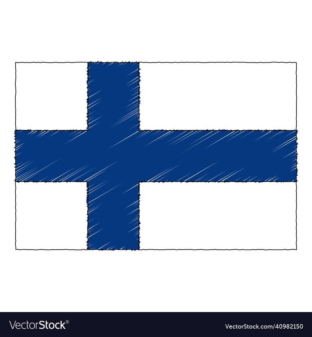 Hand Drawn Sketch Flag Of Finland Doodle Style Vector Image