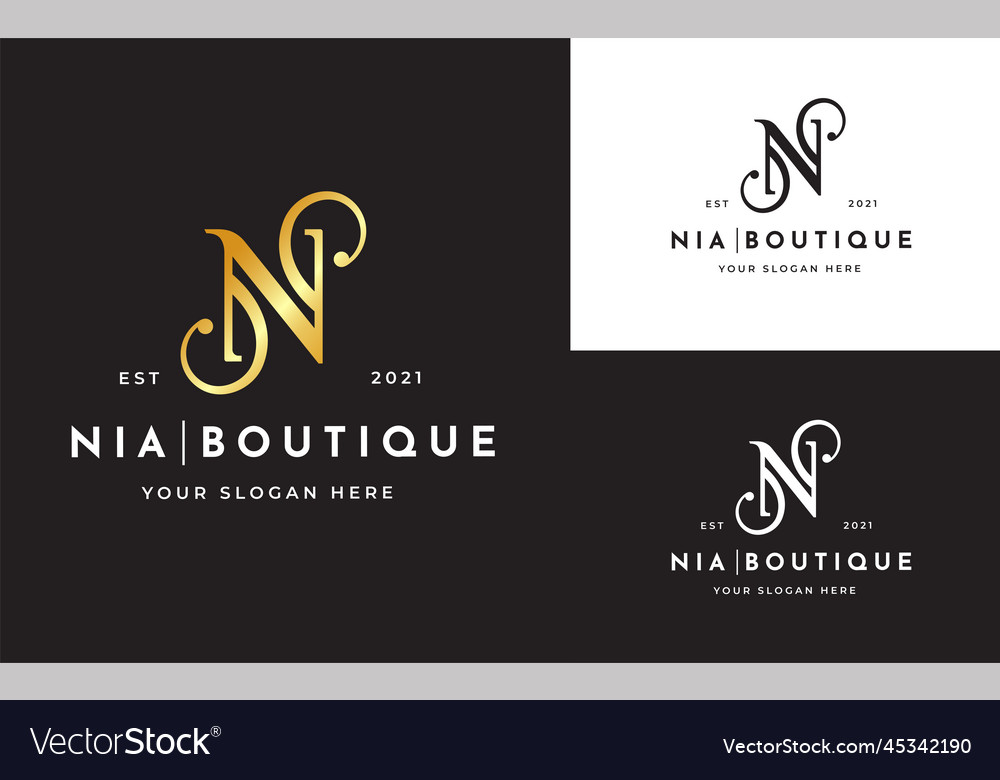 Letter N Luxury Boutique Logo Design Template Vector Image