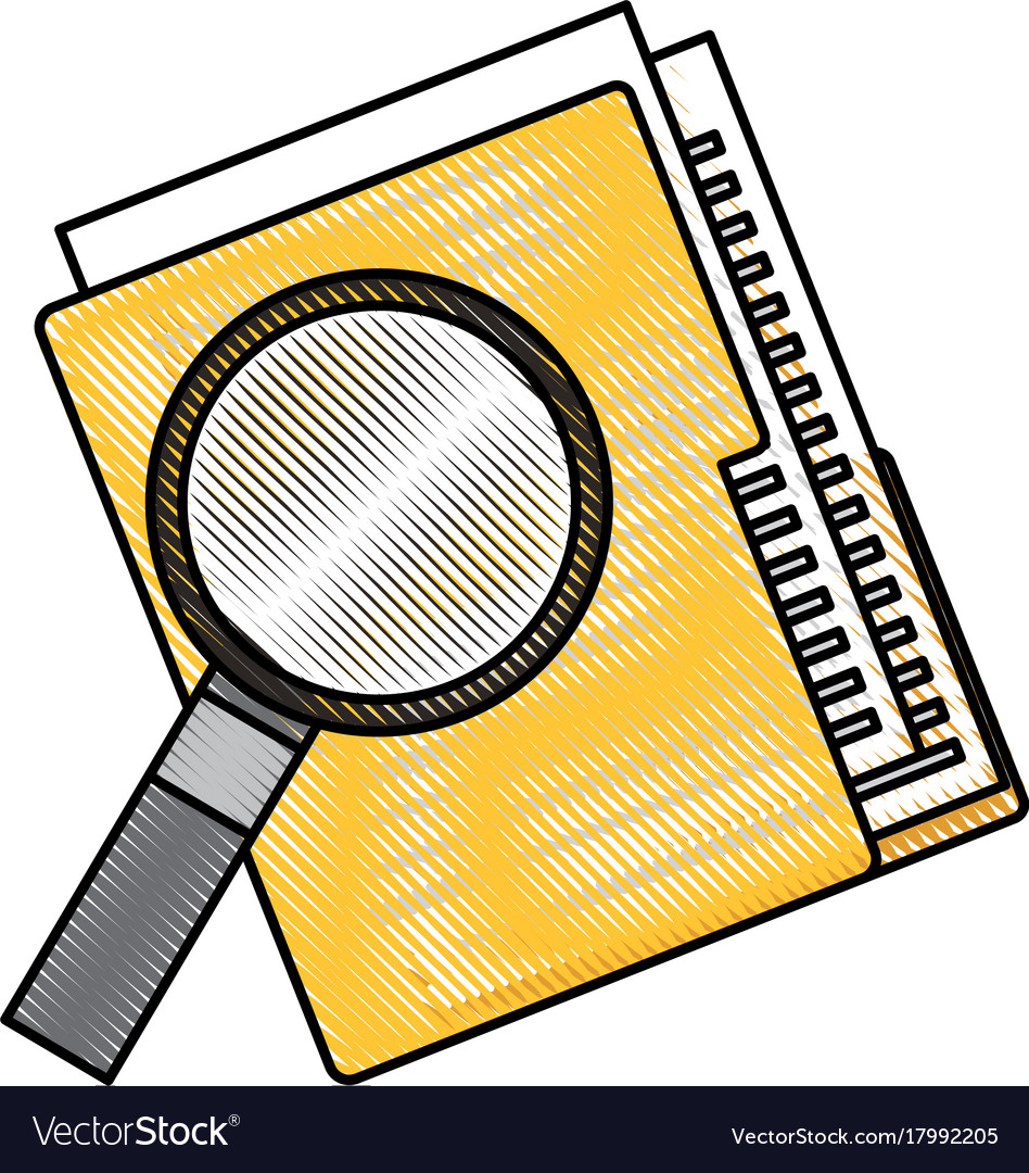 Folder File And Magnifier Technology Data Storage Vector Image