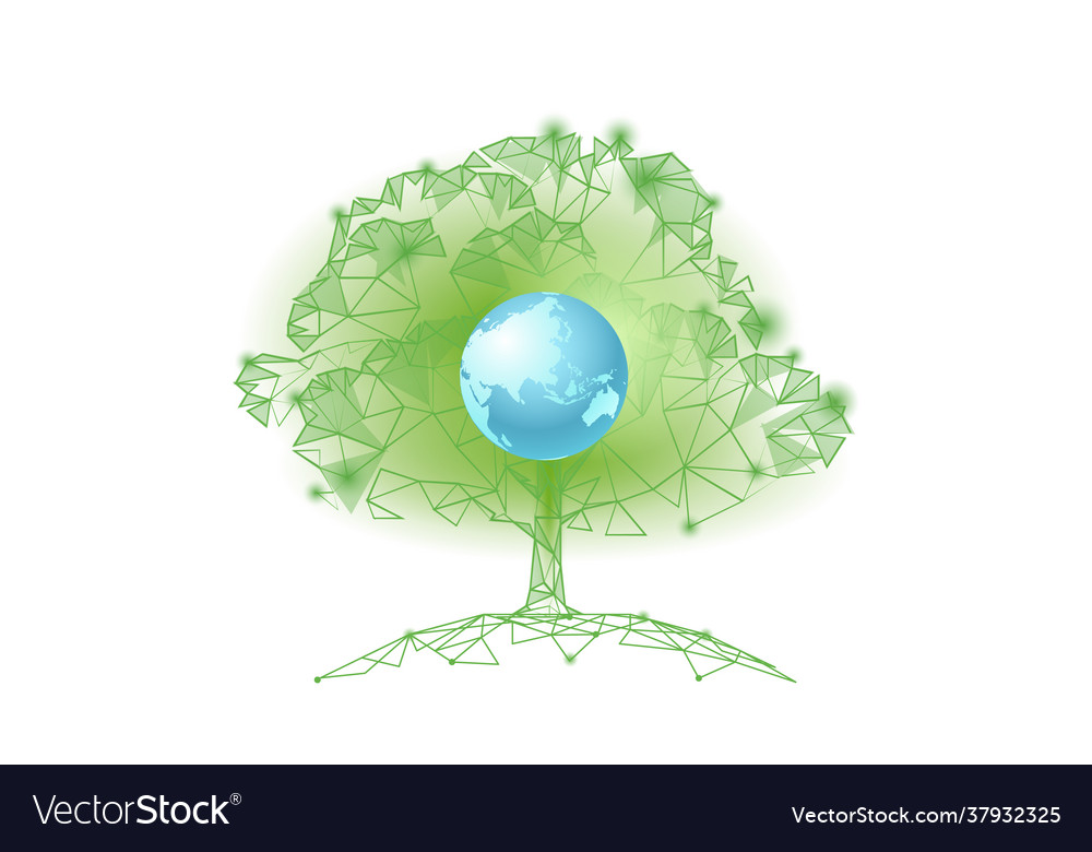 Plant Tree Ecological Abstract Concept D Render Vector Image