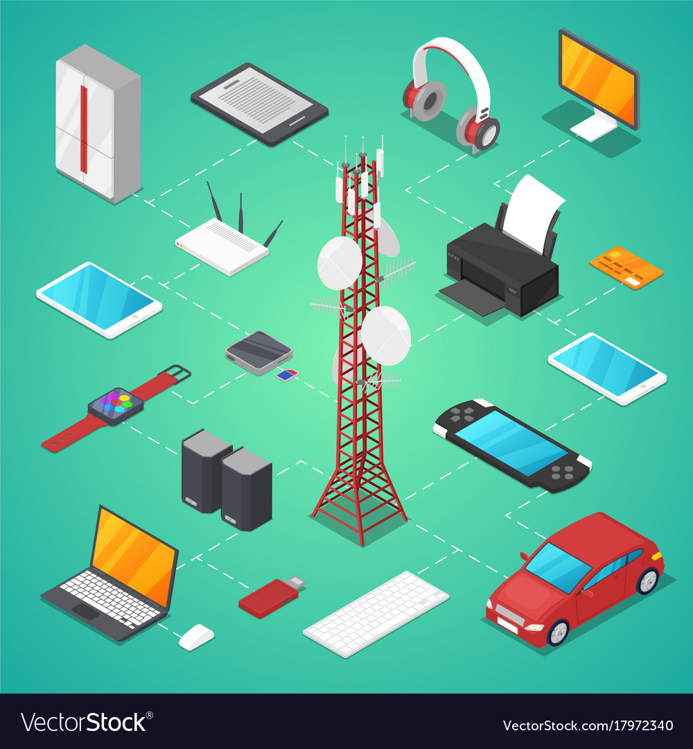 Wireless Technologies Isometric D Set Royalty Free Vector