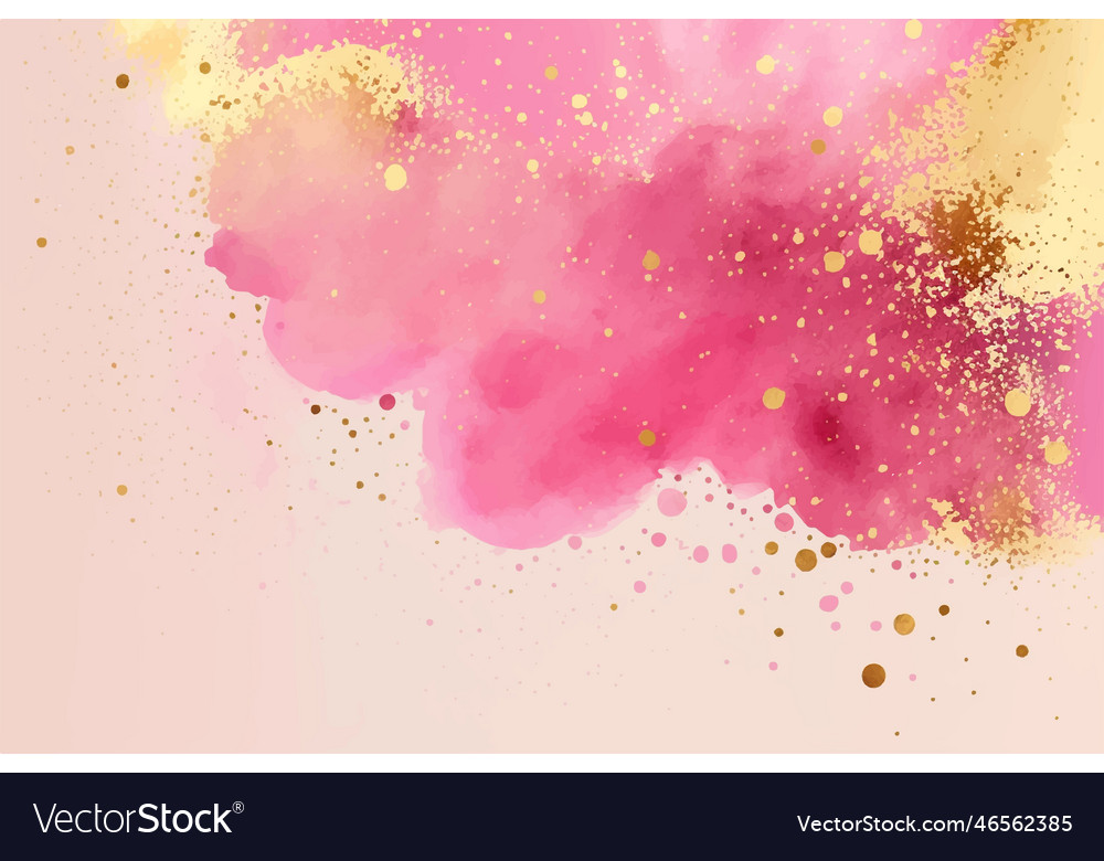 Mauve Liquid Watercolor Background With Golden Vector Image