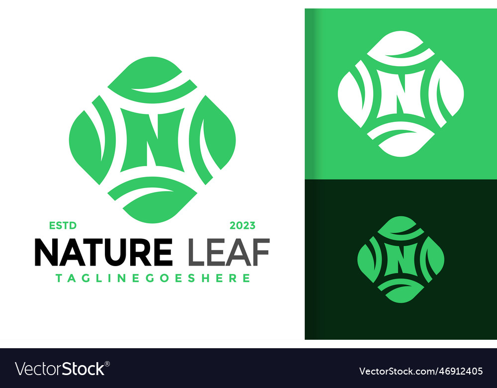 Letter N Nature Leaf Logo Icon Royalty Free Vector Image