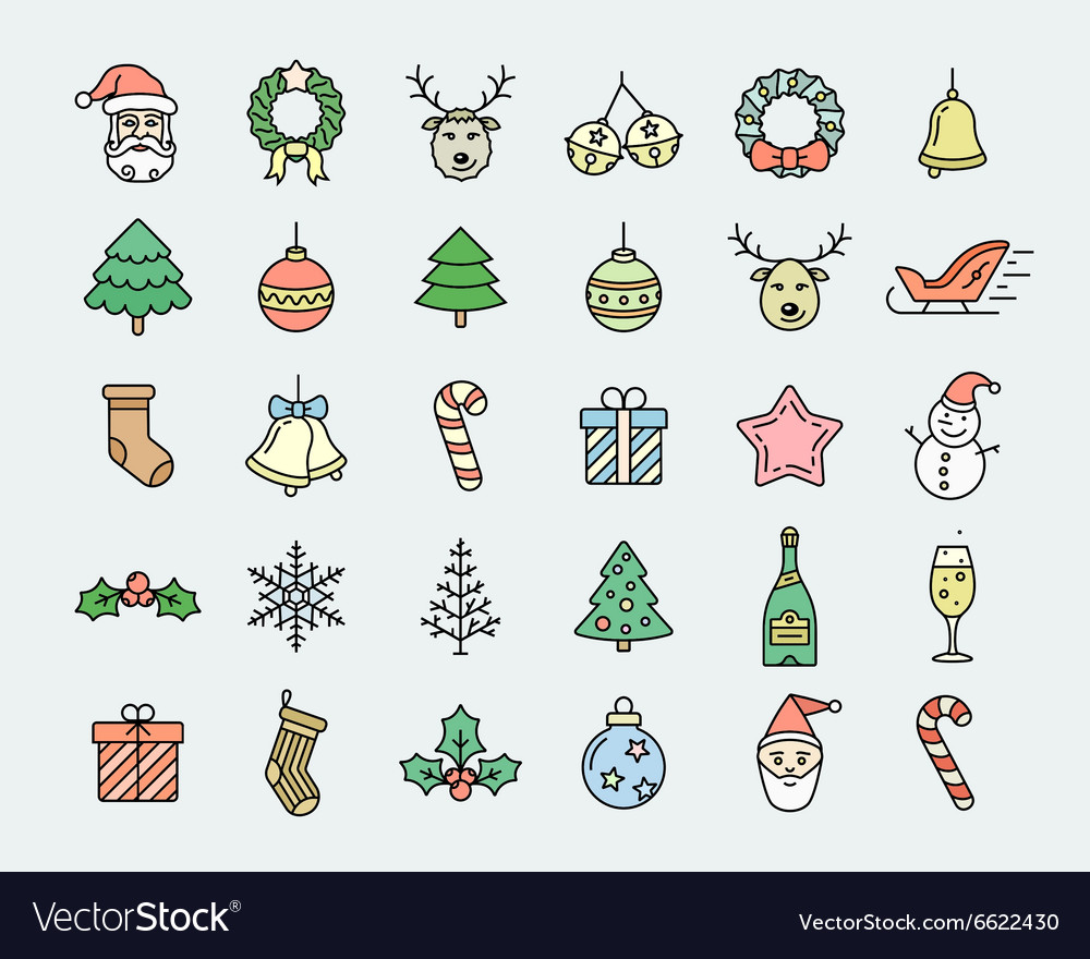 Christmas Icons Set Royalty Free Vector Image VectorStock