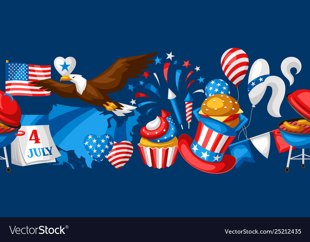 Fourth July Independence Day Seamless Pattern Vector Image