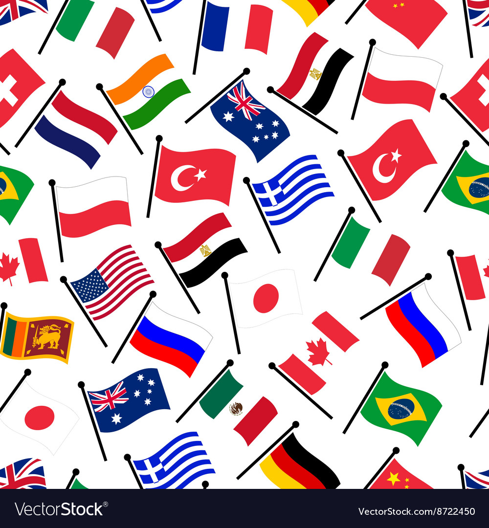 Simple Color Curved Flags Different Country Vector Image