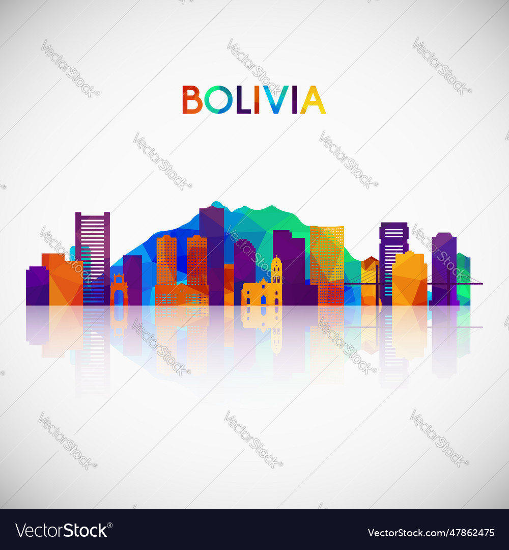 Bolivia Skyline Silhouette In Colorful Geometric Vector Image