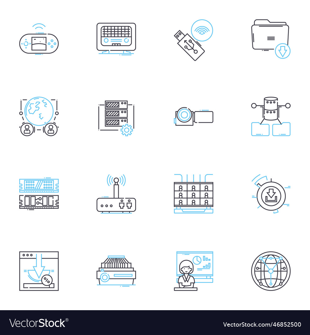 Cooperative Effort Linear Icons Set Ollaboration Vector Image