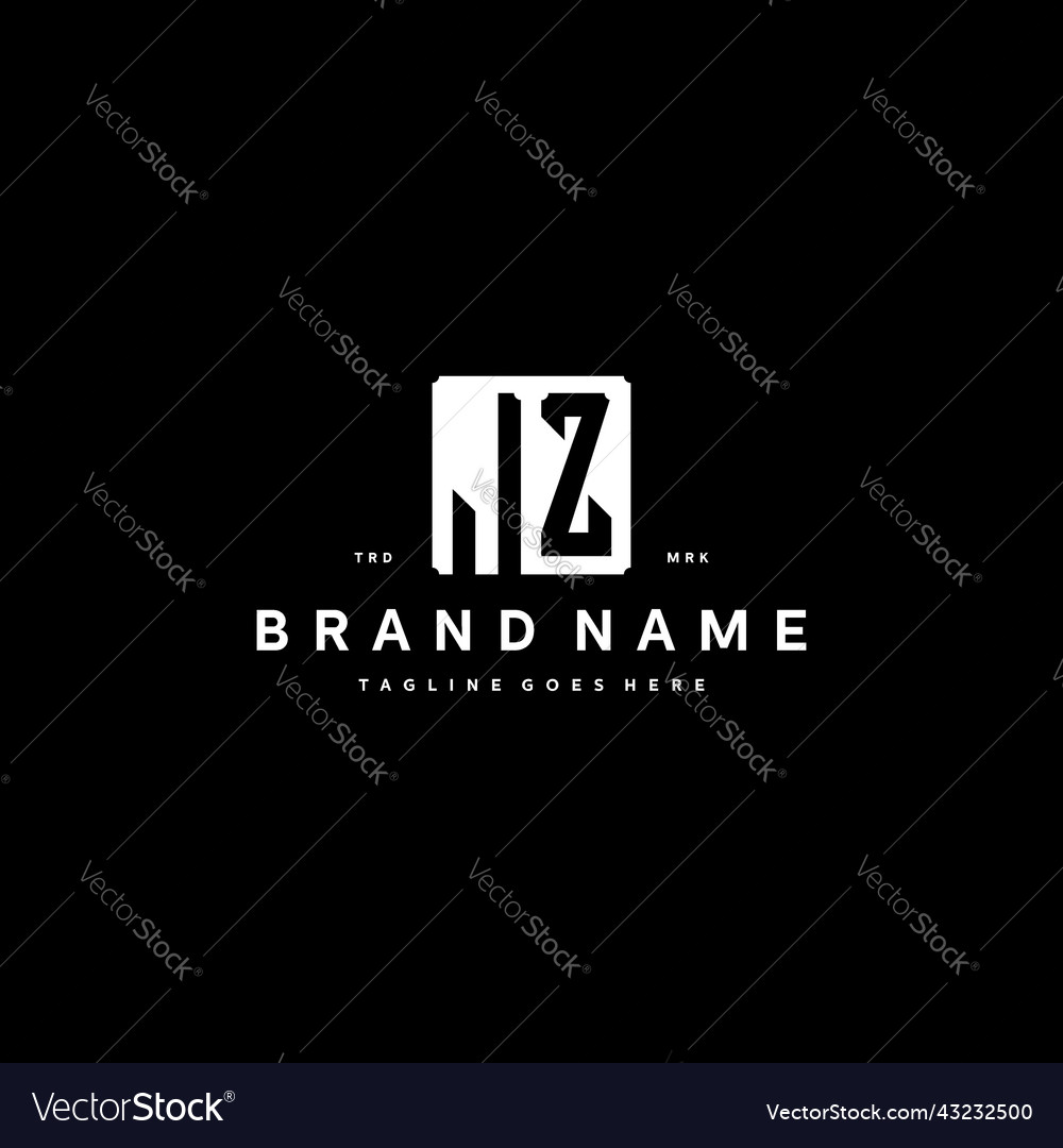 Jz Monogram Logo Design With Square Rectangular Vector Image