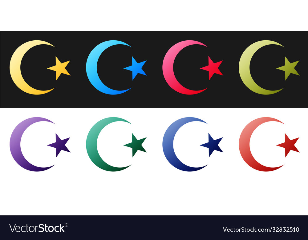 Set Star And Crescent Symbol Islam Icon Vector Image