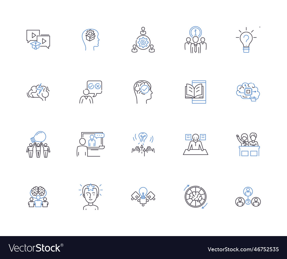 Mindset Outline Icons Collection Mental Attitude Vector Image