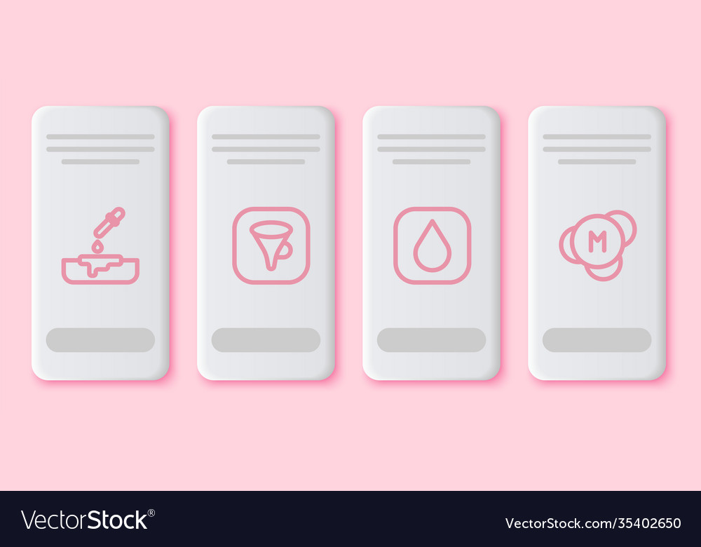 Set Line Petri Dish With Pipette Funnel Or Filter Vector Image