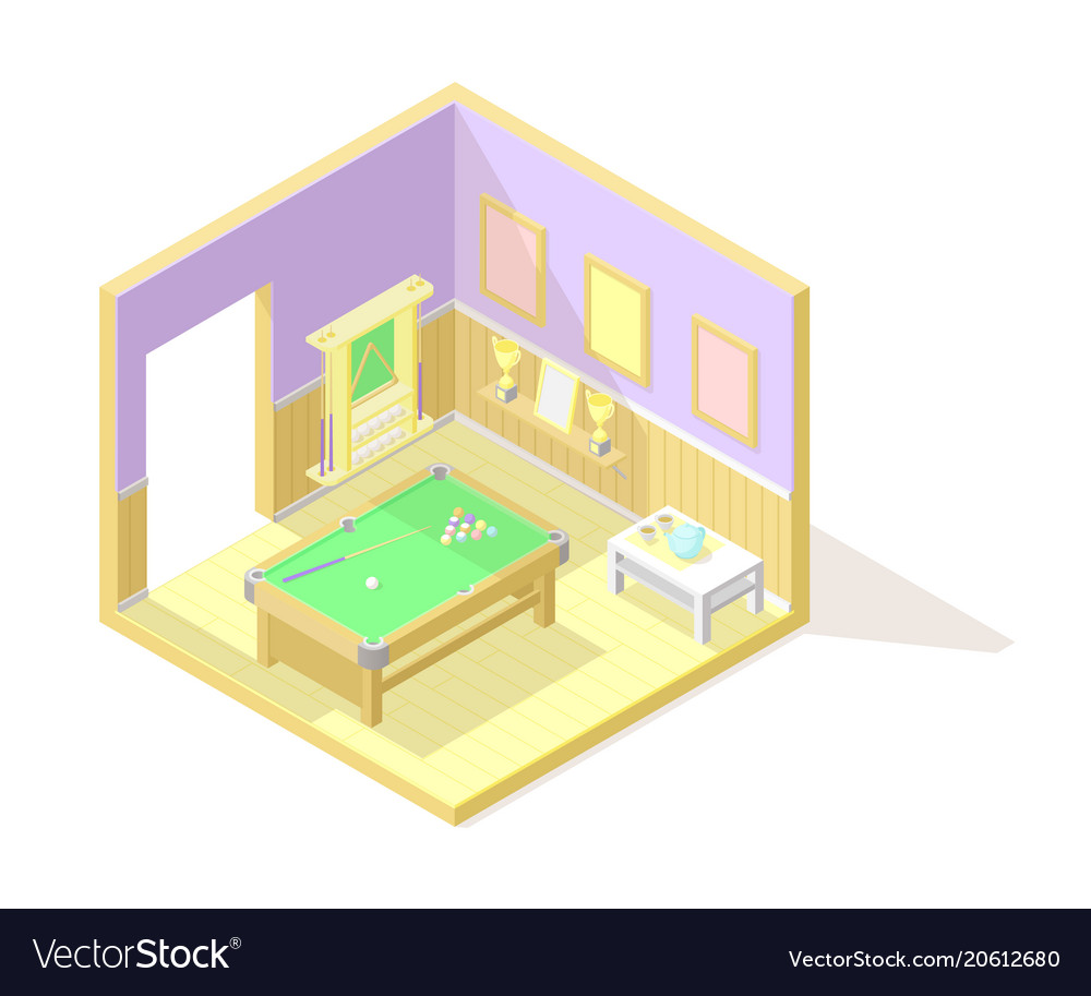 Isometric Low Poly Cutaway Interior Royalty Free Vector