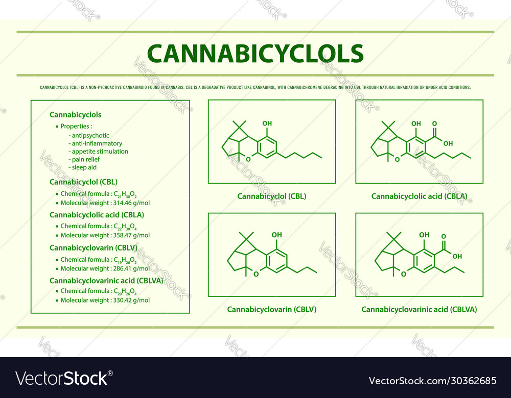 Cannabicyclol Cbl With Structural Formulas Vector Image