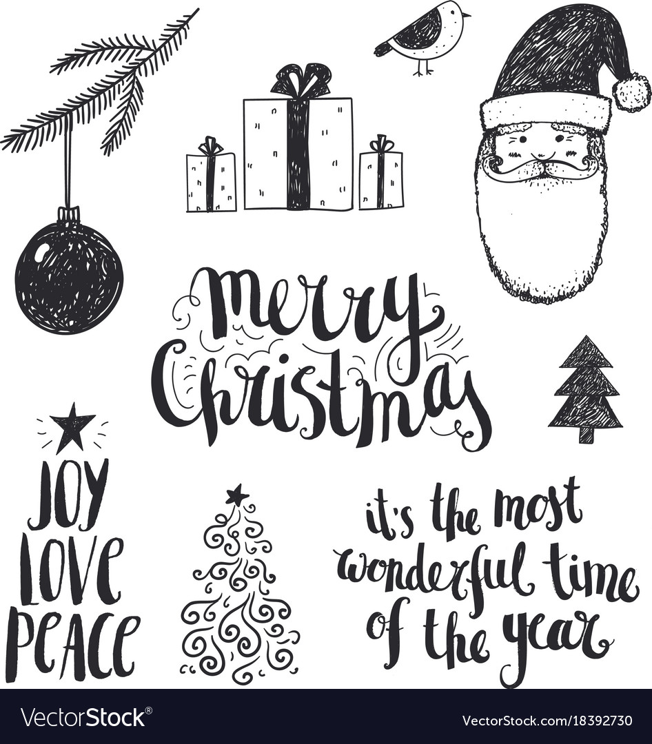 Set Of Hand Drawn Christmas Royalty Free Vector Image