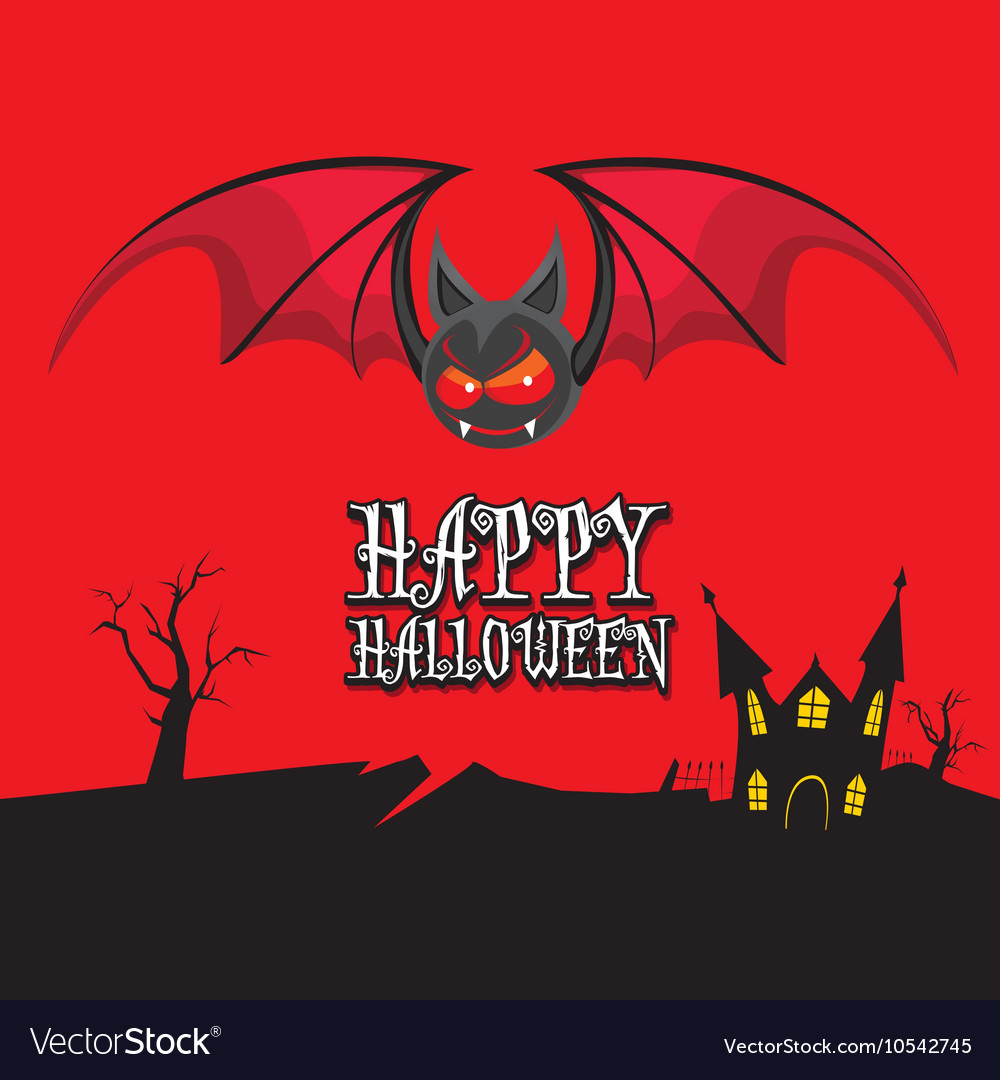 Happy Halloween Card With Bat Royalty Free Vector Image