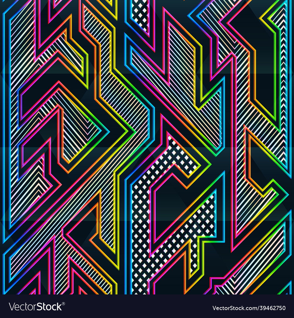 Neon Geometric Seamless Pattern Royalty Free Vector Image