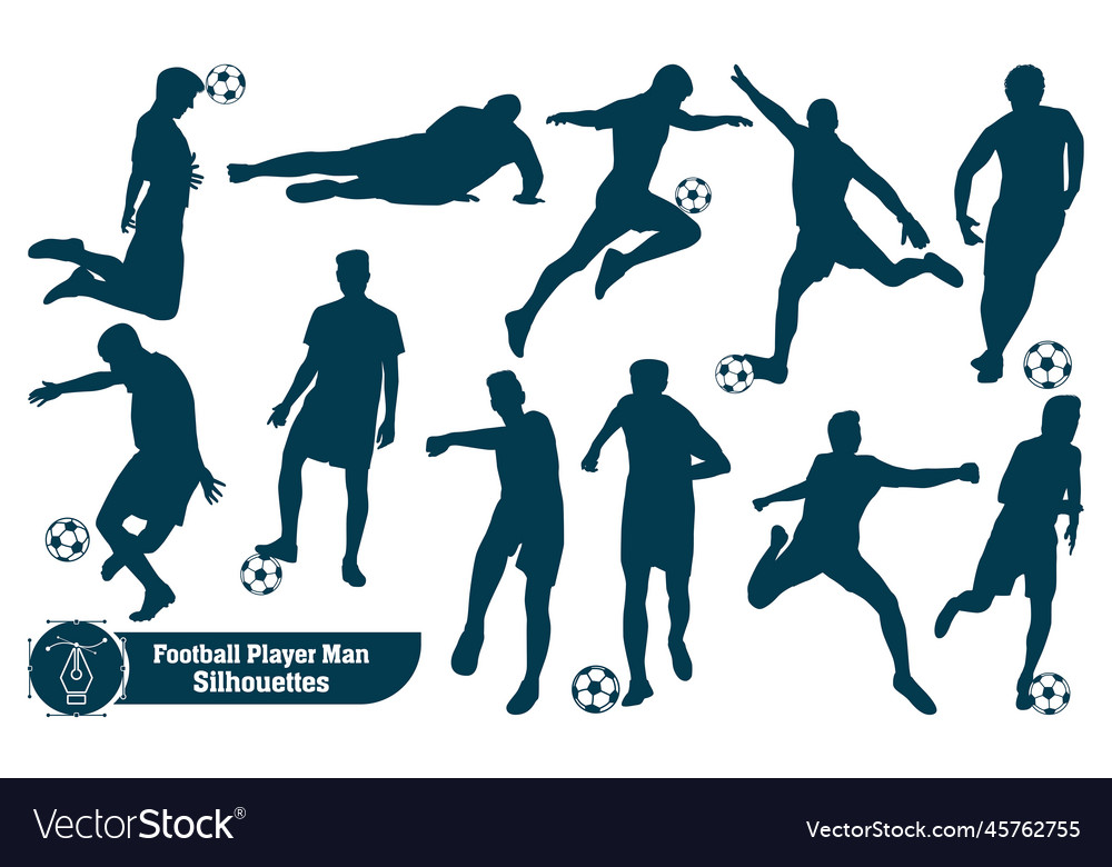 Collection Of Male Playing Soccer Or Football Vector Image