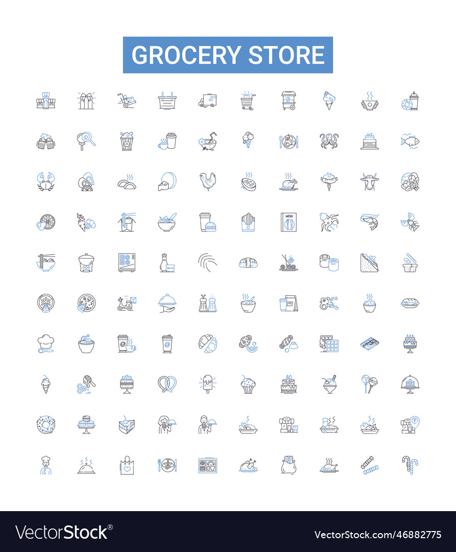 Grocery Store Outline Icons Collection Royalty Free Vector