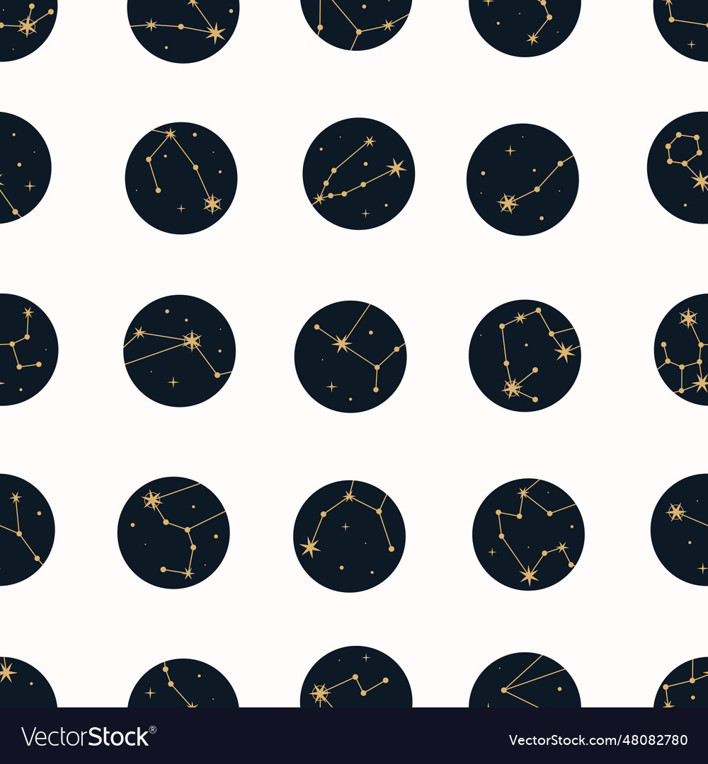 Magic Seamless Pattern With Constellations Vector Image