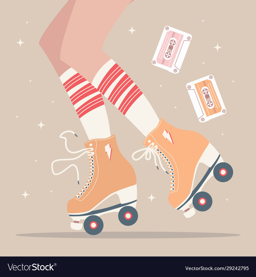 Hand Drawn With Female Legs And Roller Skates Vector Image