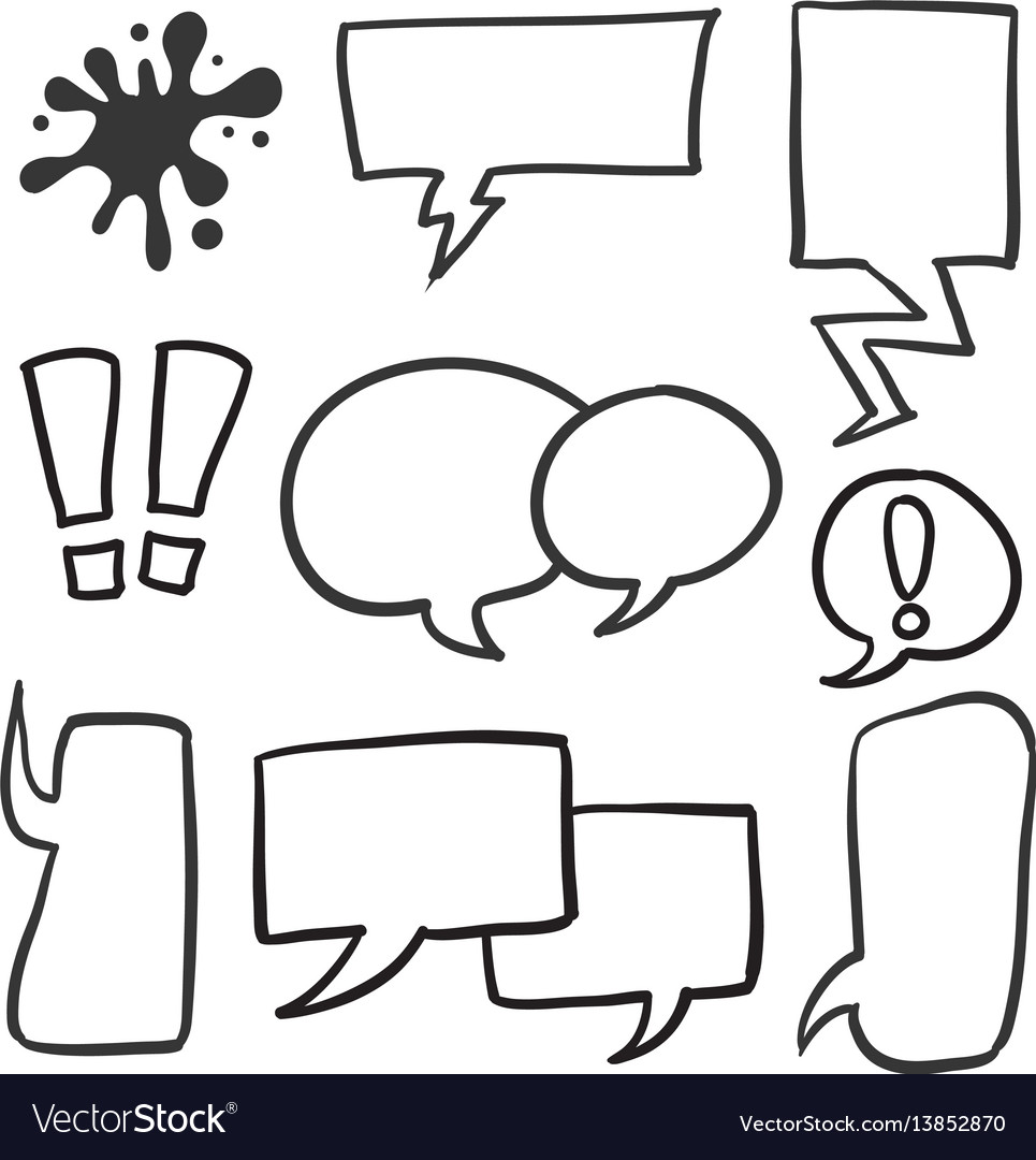 Collection Of Speech Bubble Hand Draw Royalty Free Vector