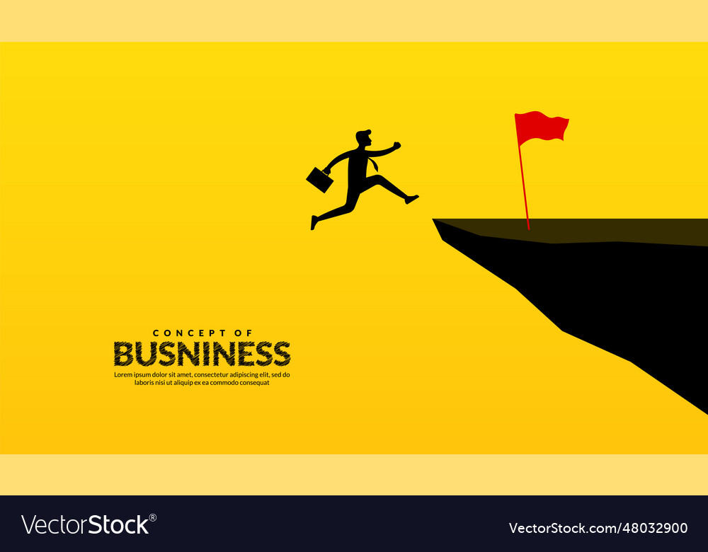 Businessman Jump Over Cliffs Through Across Vector Image