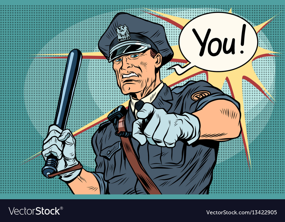 Police Officer Cop With A Baton Royalty Free Vector Image