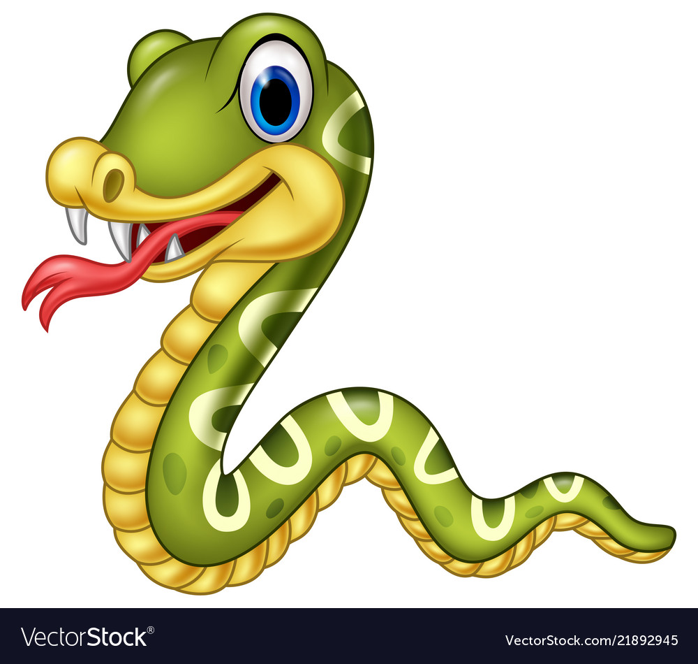 Cartoon Happy Snake Isolated On White Background Vector Image